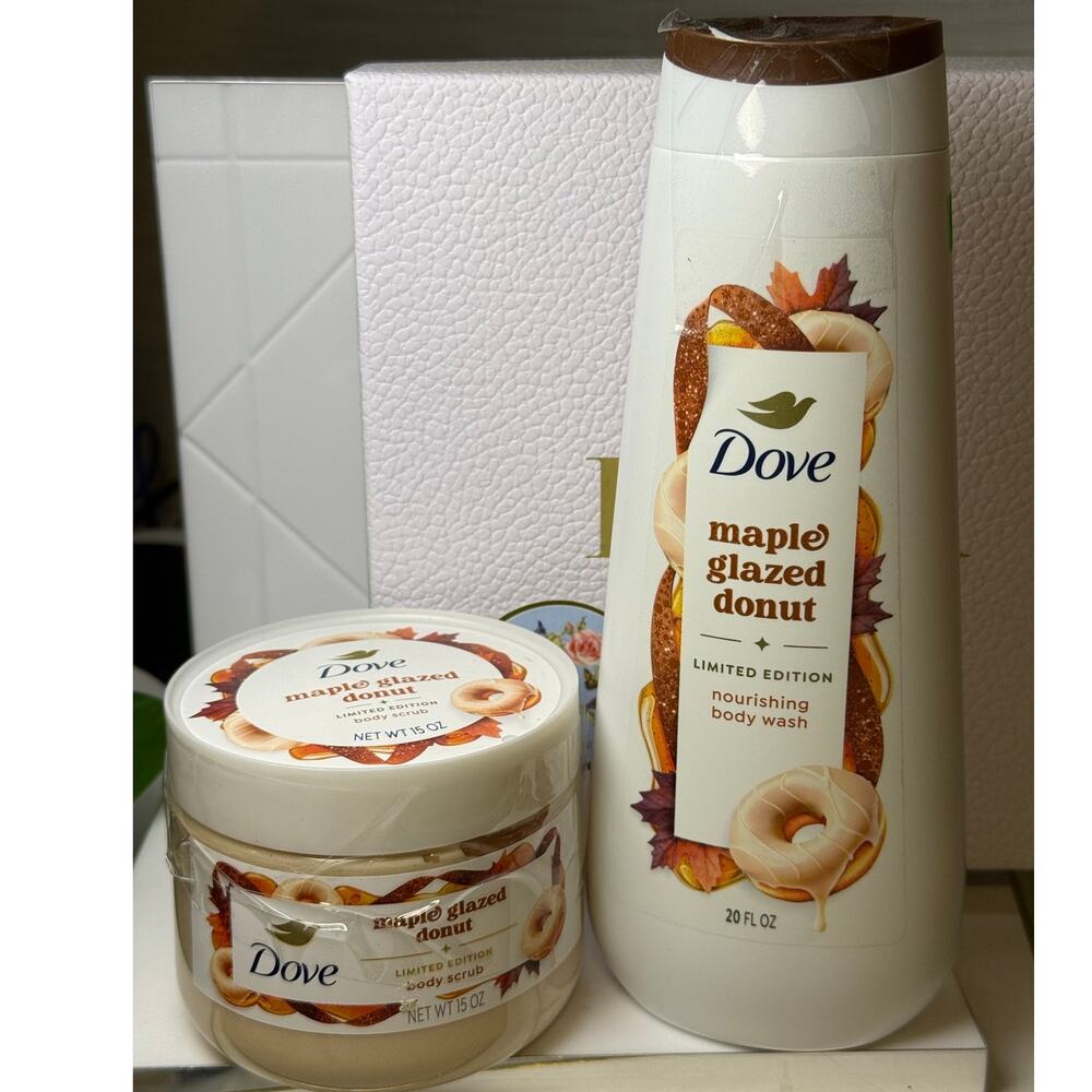 Dove Maple Glazed Donut Limited Edition Body Wash & Body Scrub Set - NEW